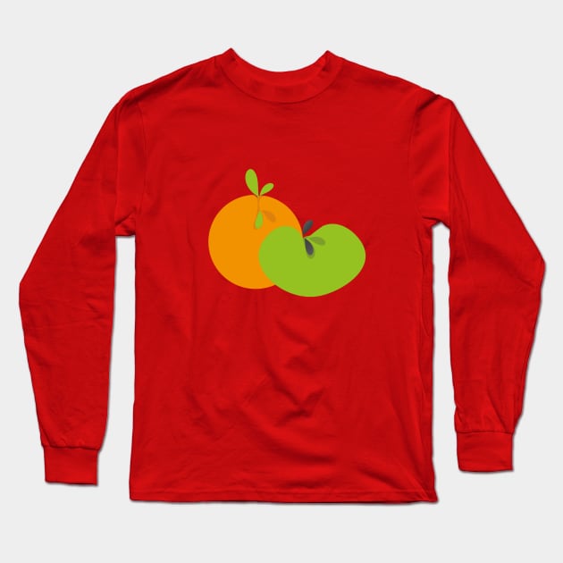 Orange and Apple Pop Art Fruit Long Sleeve T-Shirt by oknoki